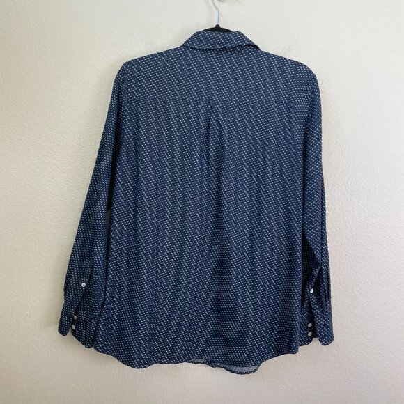 J Crew Womens 12 Button Up Shirt Boy Fit Navy White Blouse Top - Picture 8 of 8